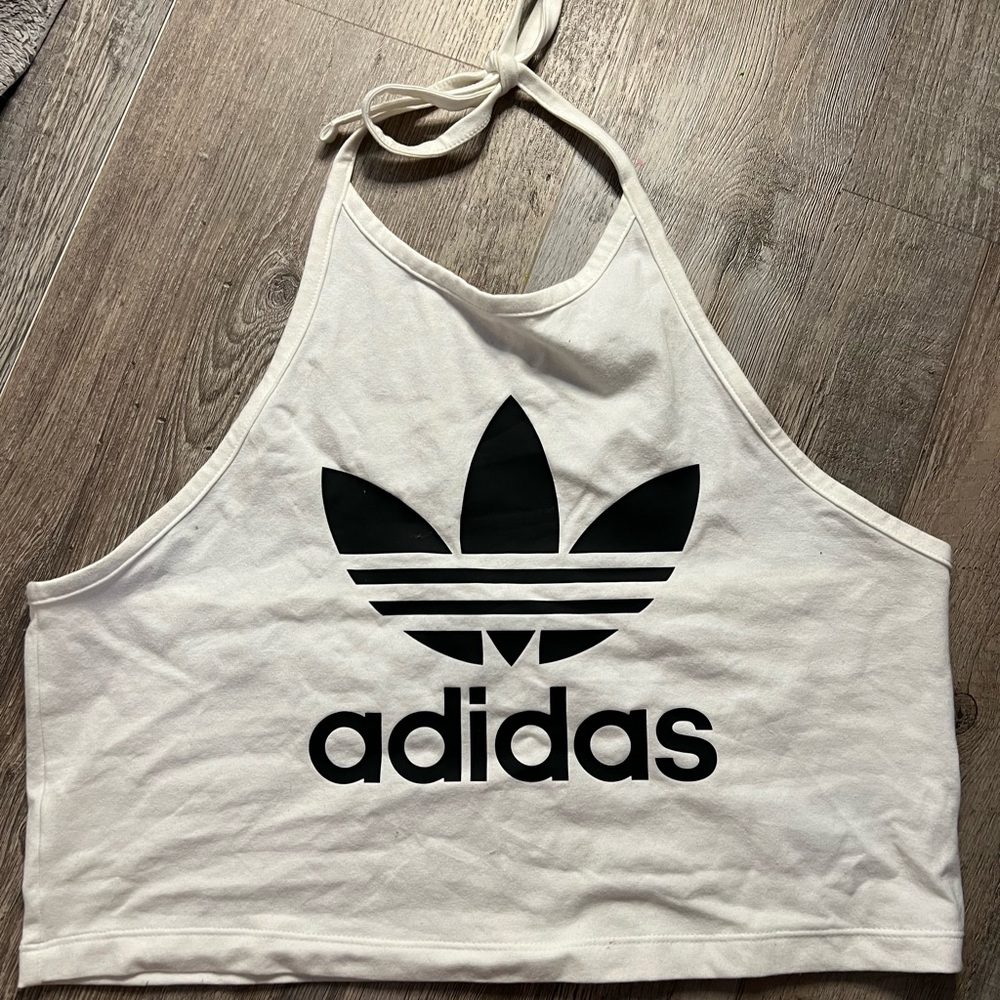 Adidas white halter top size L